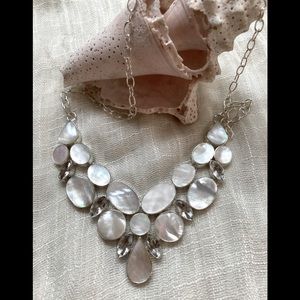 NEW Mother Of Pearl Crystal 925 Silver Necklace